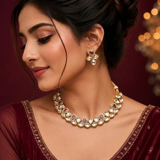 Floral Kundan Necklace Set