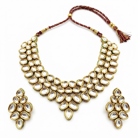 Regal Polki Cascade Statement Necklace Set