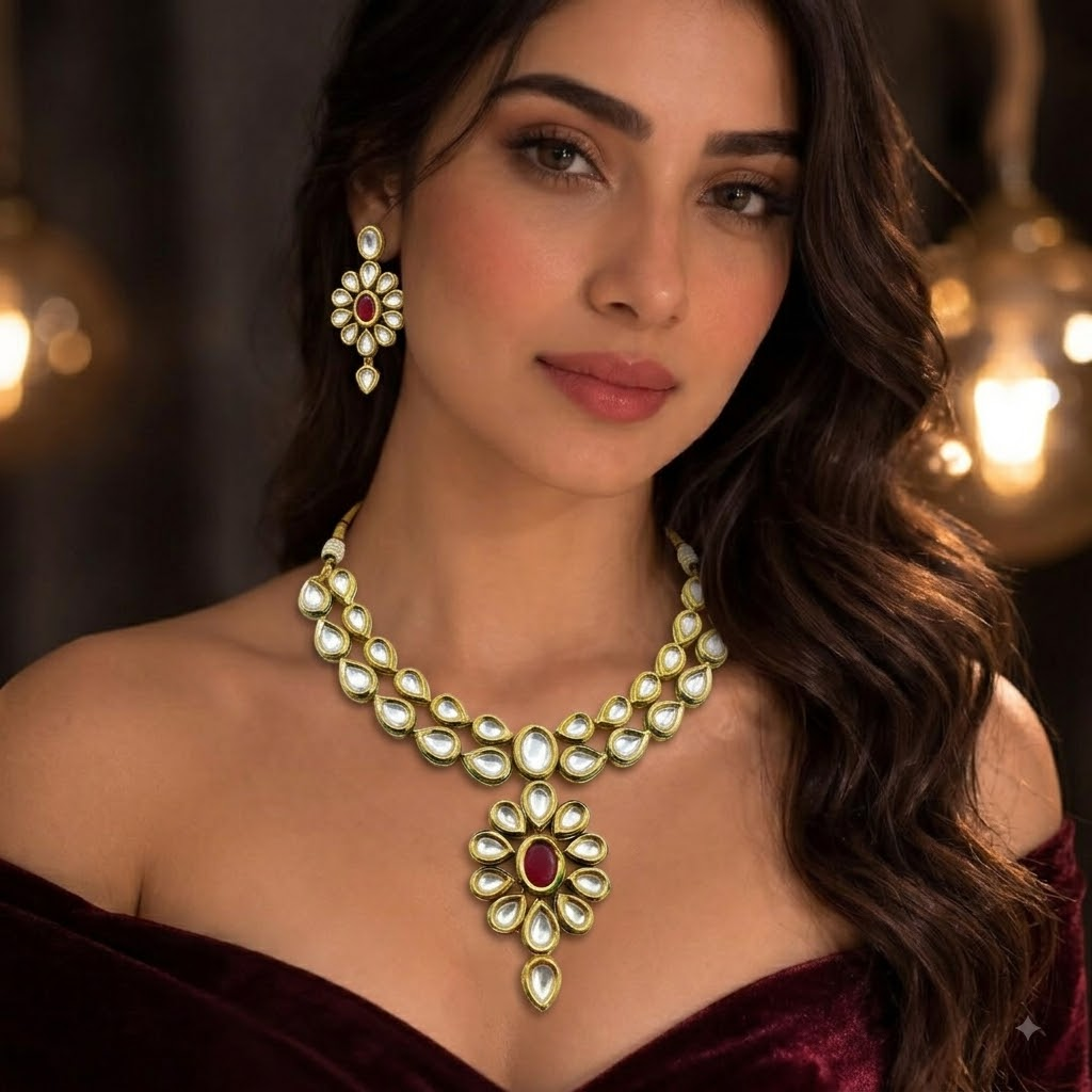 Floral Cluster Necklace Set
