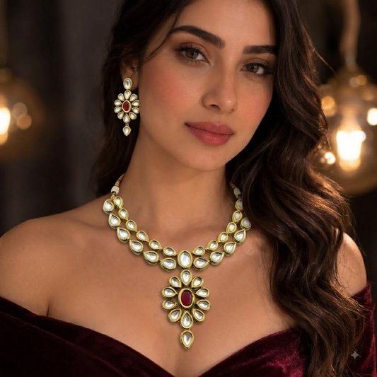 Floral Cluster Necklace Set