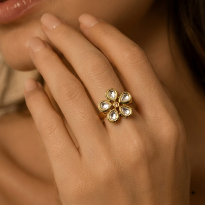 Teardrop Floral Cluster Ring