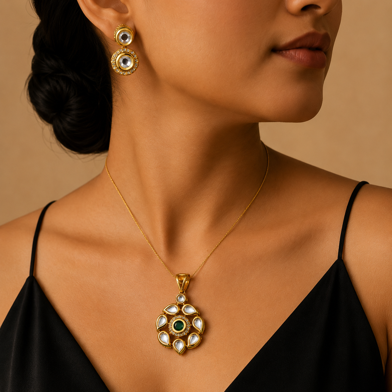 Petal Cluster Polki Pendant