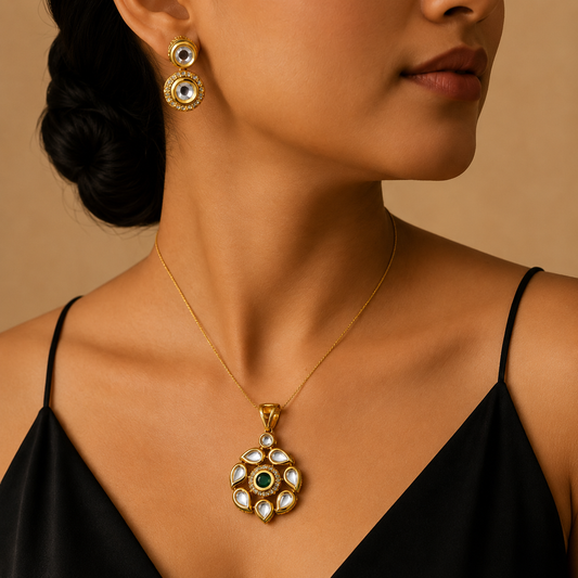 Petal Cluster Polki Pendant