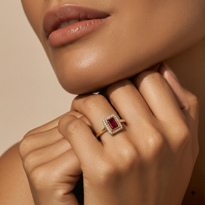 Rectangular Polki Halo Ring
