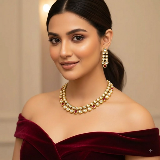 Round Polki Necklace Set