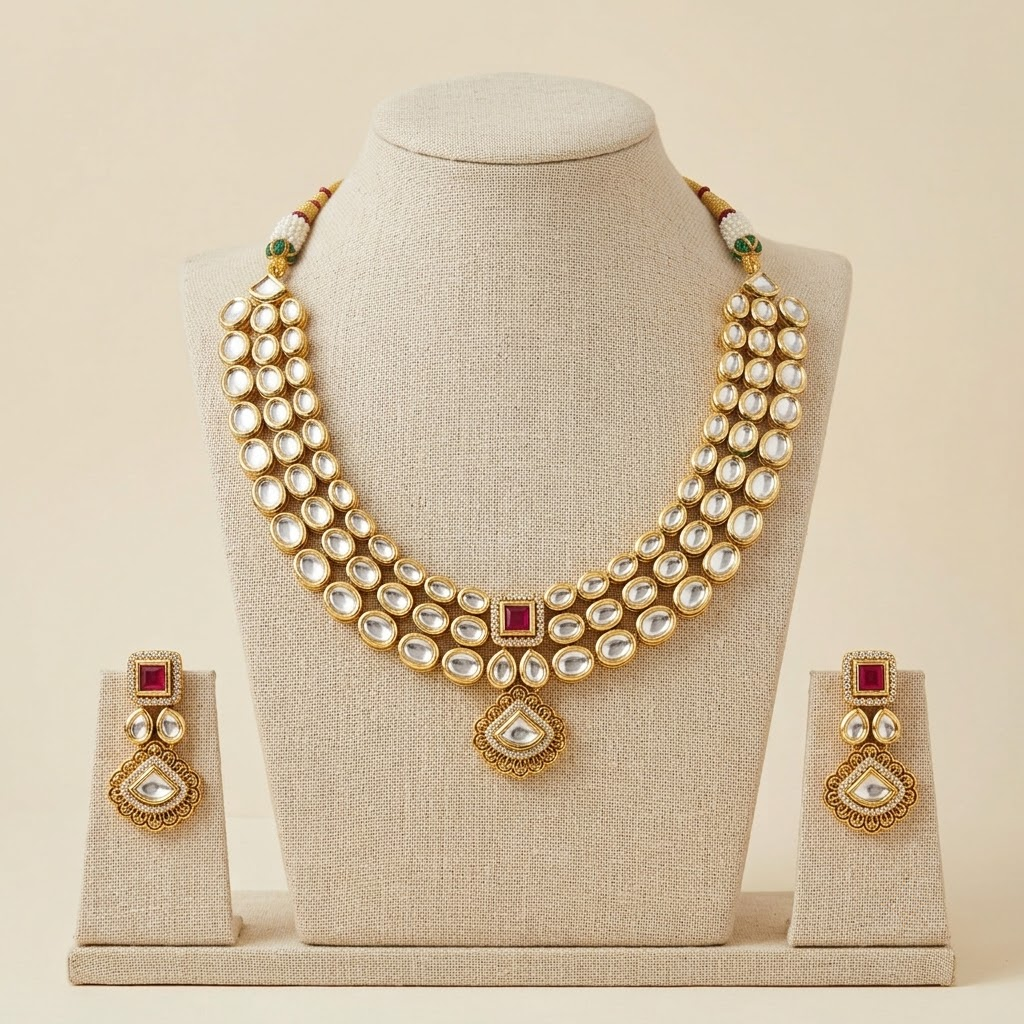 Ruby Kundan Heritage  Set