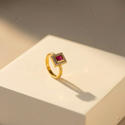 Rectangular Polki Halo Ring