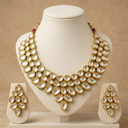Regal Polki Cascade Statement Necklace Set