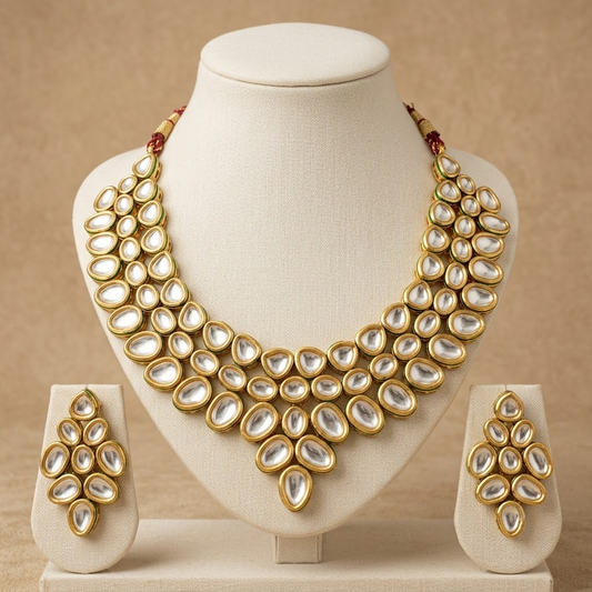 Regal Polki Cascade Statement Necklace Set