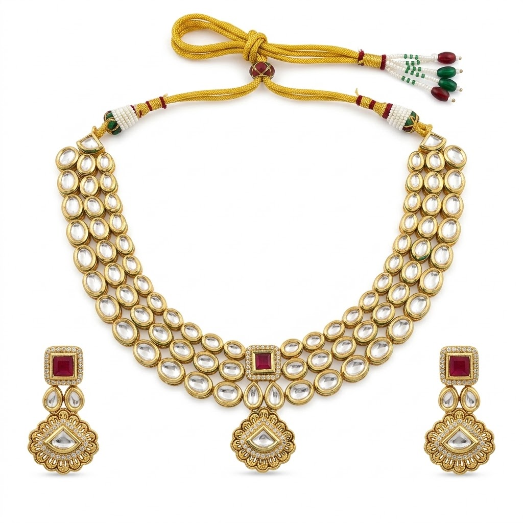 Ruby Kundan Heritage  Set
