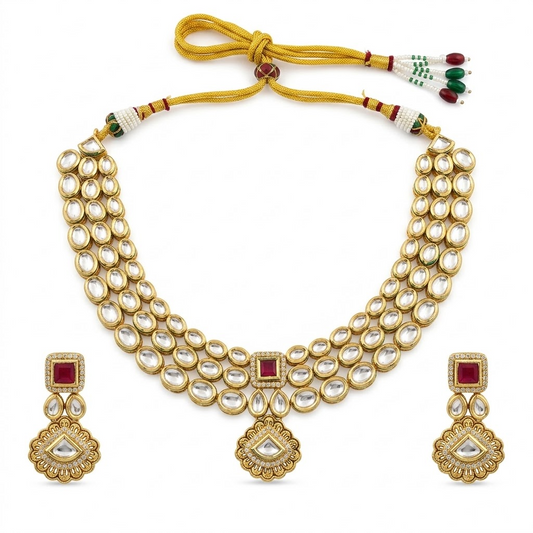 Ruby Kundan Heritage  Set