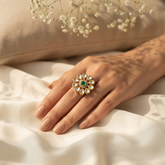Round Petal Kundan Ring