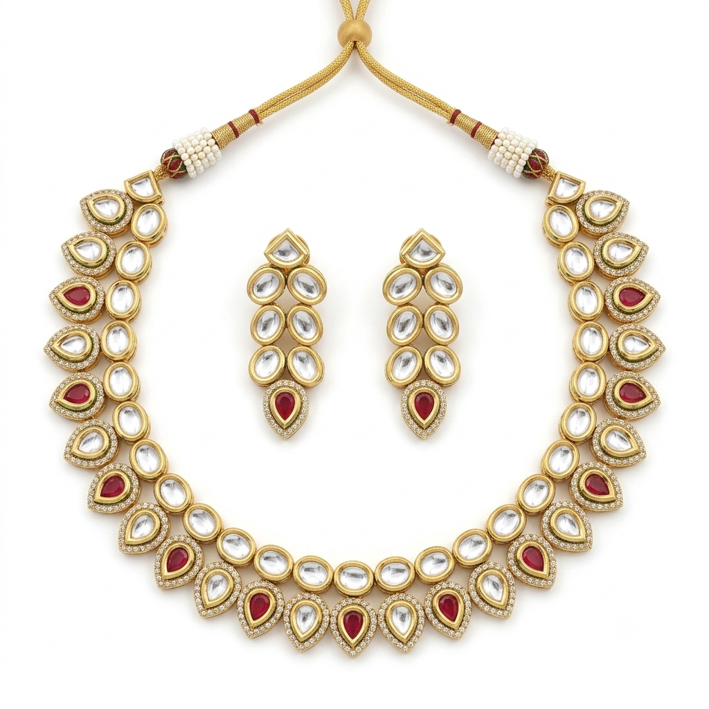 Ruby Kundan Necklace Set