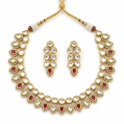 Ruby Kundan Necklace Set
