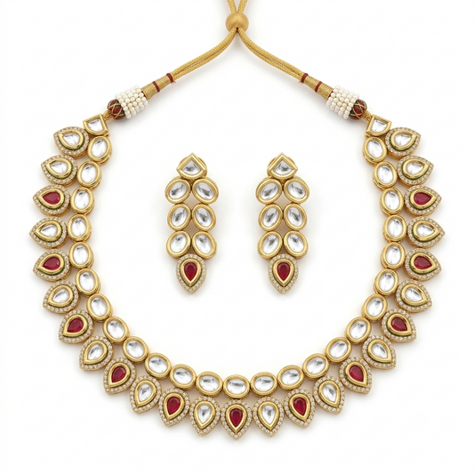 Ruby Kundan Necklace Set