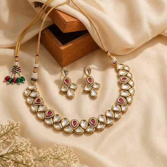Floral Kundan Necklace Set