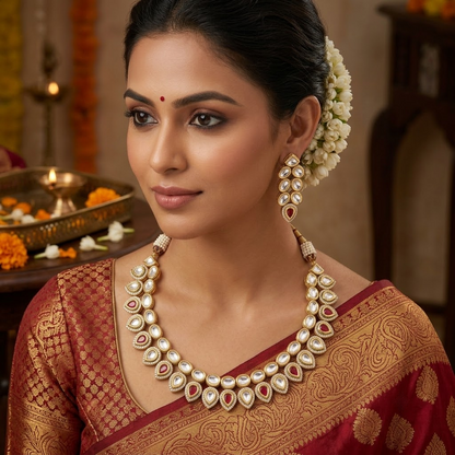 Ruby Kundan Necklace Set