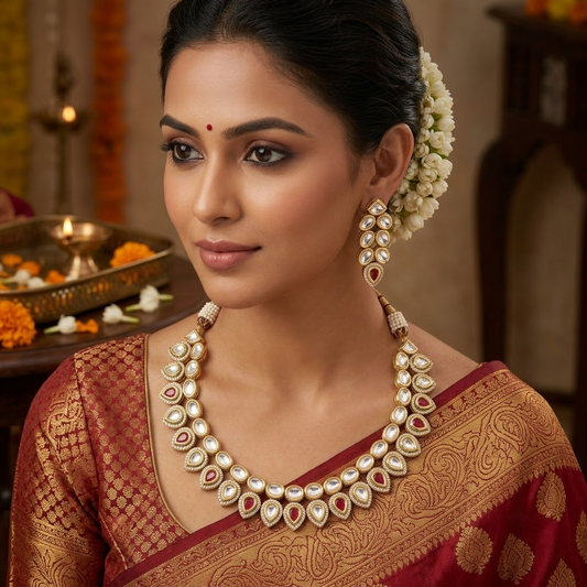 Ruby Kundan Necklace Set