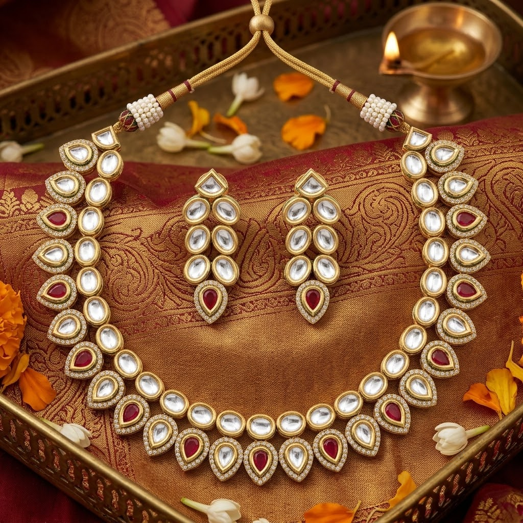 Ruby Kundan Necklace Set