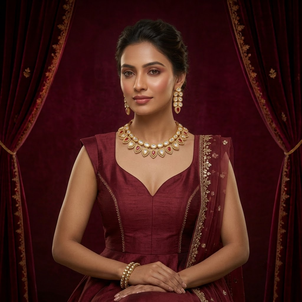Ruby Kundan Necklace Set