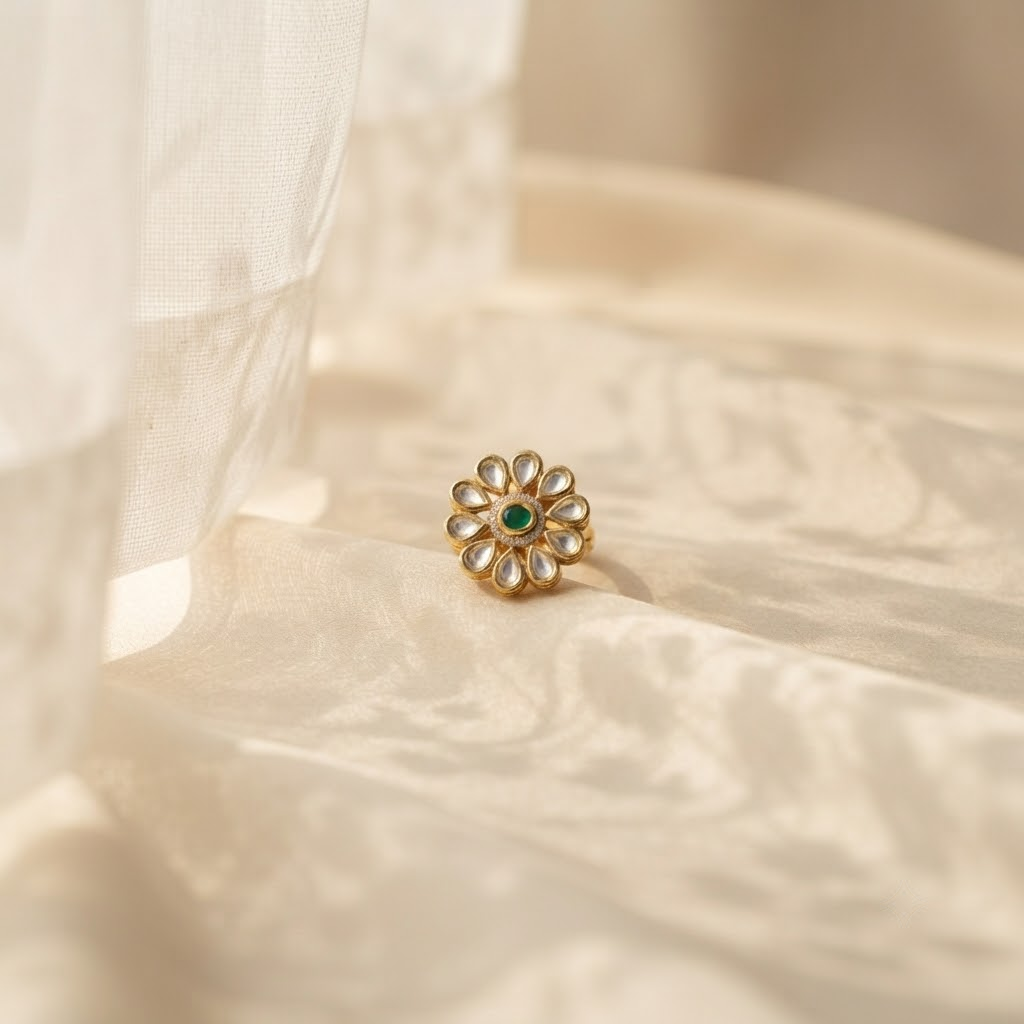 Round Petal Kundan Ring