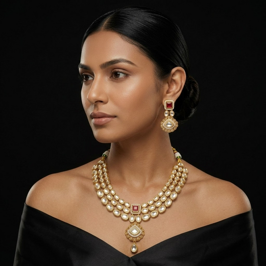 Ruby Kundan Heritage  Set