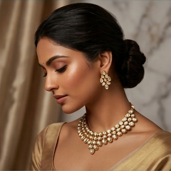 Regal Polki Cascade Statement Necklace Set